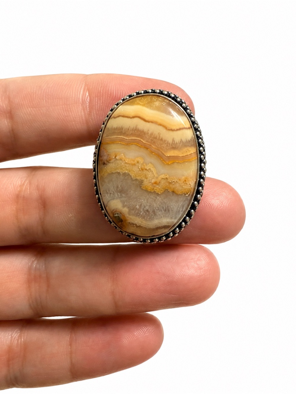 Yellow Agate Sterling Silver Statement Ring